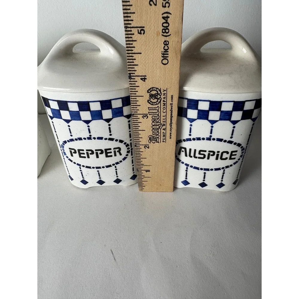 Vintage Germany Staffel Ceramic Canisters Lidded Spice Jar‎ 6pc Set Farmhouse